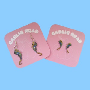 Seahorse - Stud Dangle Earrings - Single Pair - Digitally Drawn - Personalised Gift - Birthday Christmas Gift