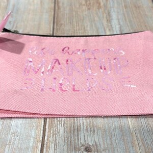 NEW Pink 7”x5” Canvas Zippered Cosmetic Bag w/ Custom Craft Queen Vinyl #PHK3459