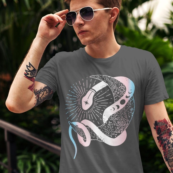 Subtle Trans Pride Shirt Transexual Pride Transgender Pride Snake Shirt Subtle Pride Merch Trans Shirt Trans Flag T-Shirt Celestial Tshirt