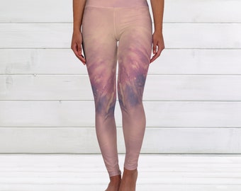 Pink Tie Dye Yoga Pants, Women's Workout Clothing, Yogi Gift, High Waisted Yoga Leggings