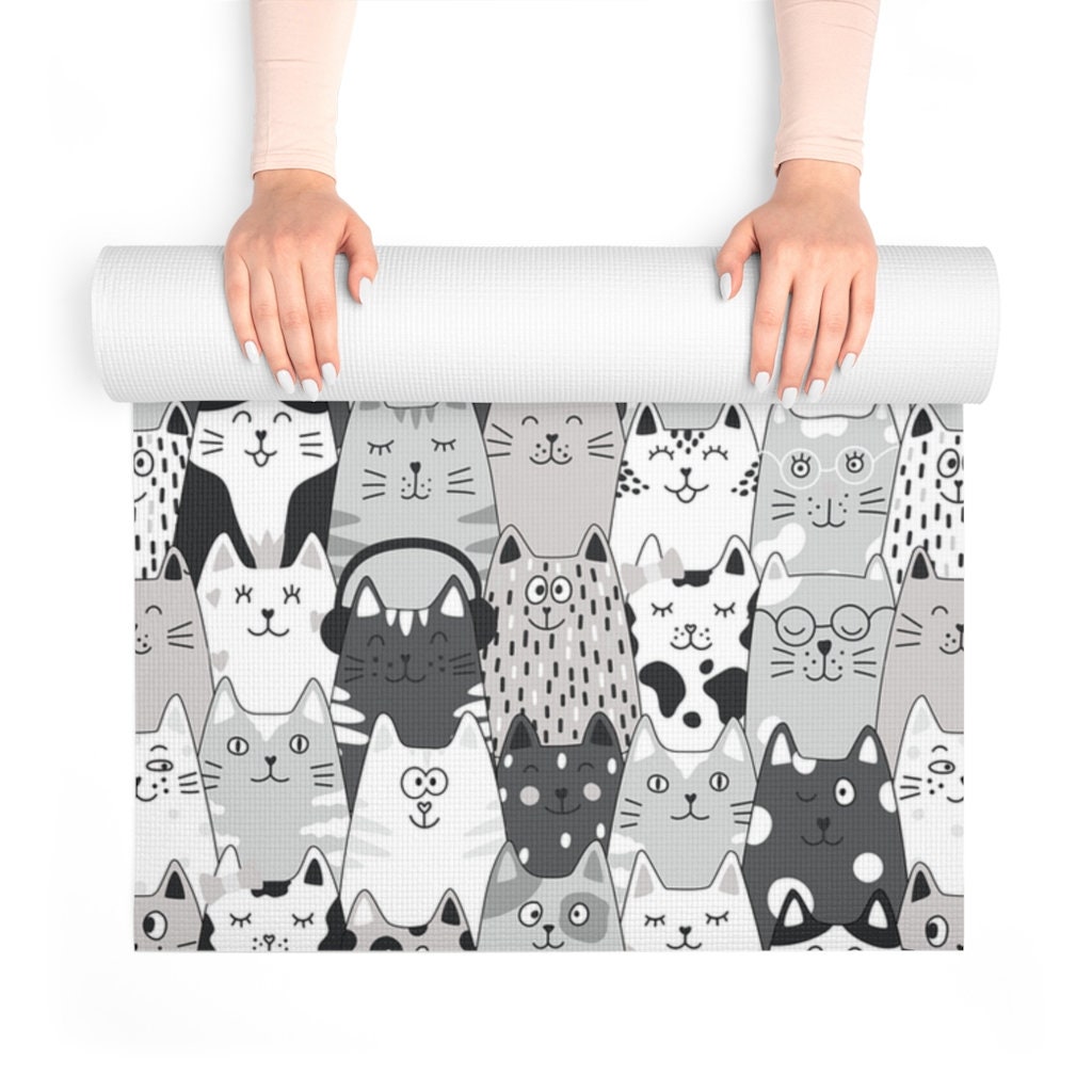Cat Yoga Mat Cat Design Yoga Mat Yoga Gift Cat Exercise Mat Animal Yoga