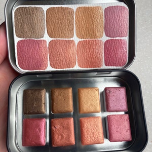 Peachy Summer, Handmade Eco Friendly Metallic Watercolor Palette