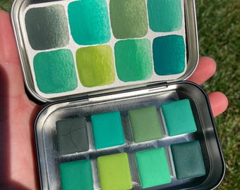 Grass is Always Greener, Handmade Eco Friendly Watercolor Palette