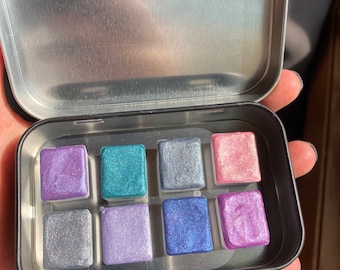 Sparkling Gemstones, Handmade, Eco Friendly Watercolor Palette Metallic