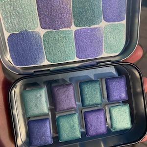 Sea Sprites, Handmade Eco Friendly Watercolor Palette Metallic