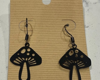 Black Mushroom Earrings