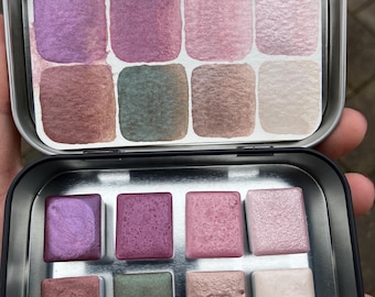 Dark Blush, Handmade Eco Friendly Metallic Watercolor Palette