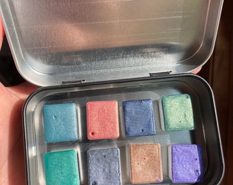 Meadows Shine, Handmade, Eco Friendly Watercolor Palette Metallic