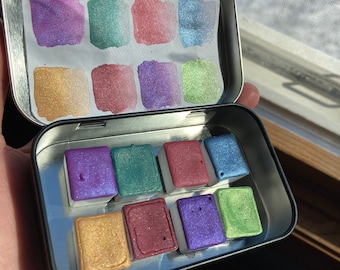 Shining Crystals , Eco friendly Watercolor Palette Metallic