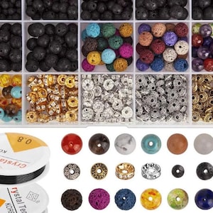 Kit per la creazione di gioielli fai da te con pietre preziose, kit per gioielli multicolori, set di perline di vetro colorate, kit per la creazione di gioielli con perline di cristallo, set di perline di pietre preziose