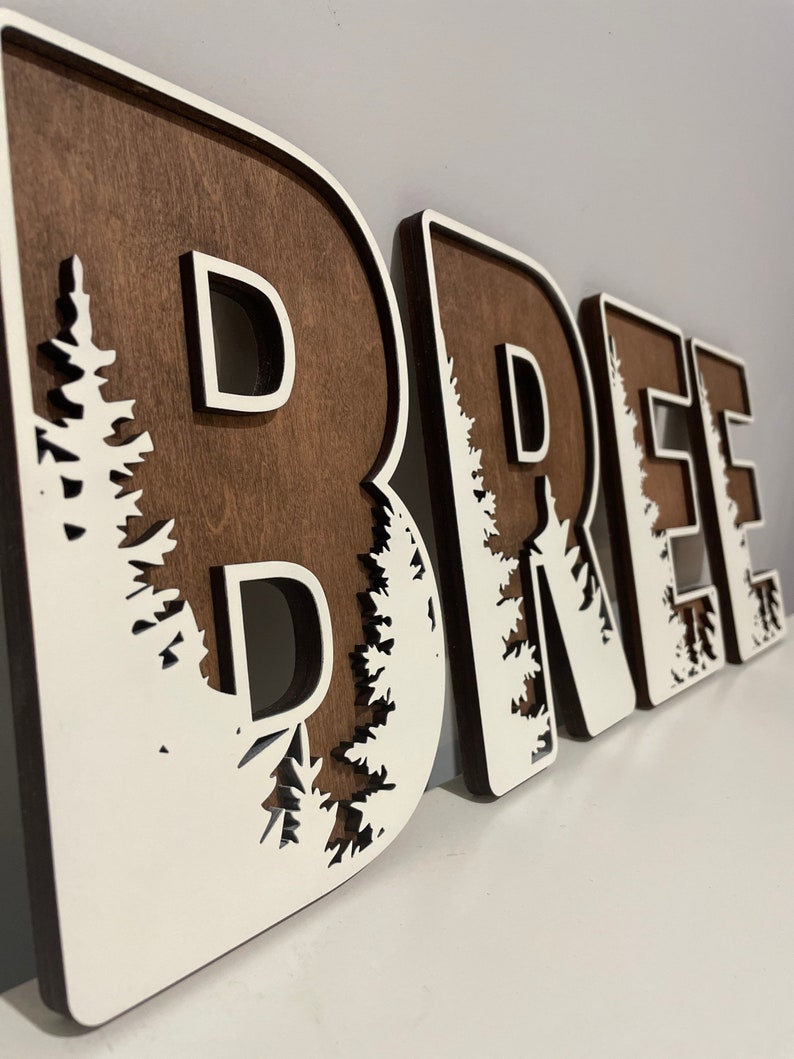 Nature Nursery Letters / Nature Name Sign / Layered Letters / Etsy