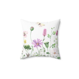 Vierkant sierkussen met bloemen: dubbelzijdige print, polyester kussen