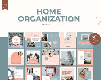 30 Home Organization Instagram Post Templates | Social Media Content for Interior Designers | Home Decor Marketing | Home Care