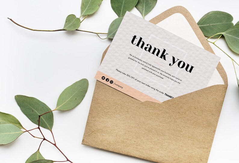 Printable & Editable Thank You Card Packaging Small Business Insert Note Greeting Cards Wedding