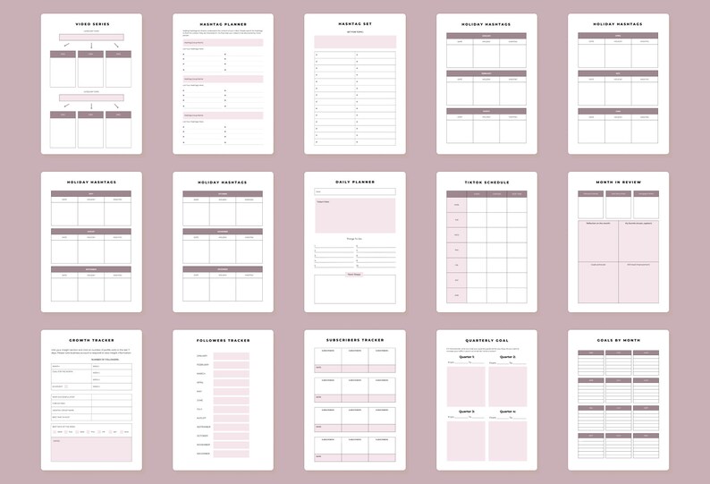 Tiktok Printable Canva Journal Digital Social Media Organizer Tiktok