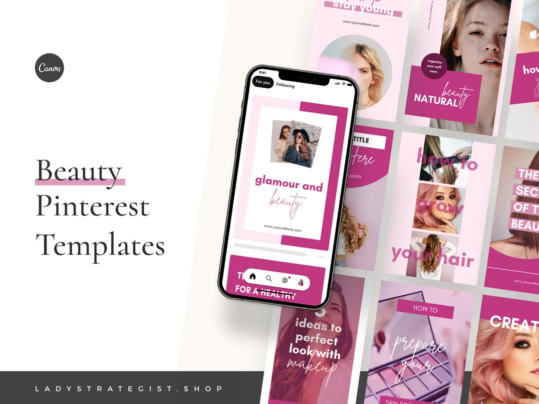 Beauty Pinterest Template Influencer Media Kit Blog Banners for Coaches ...