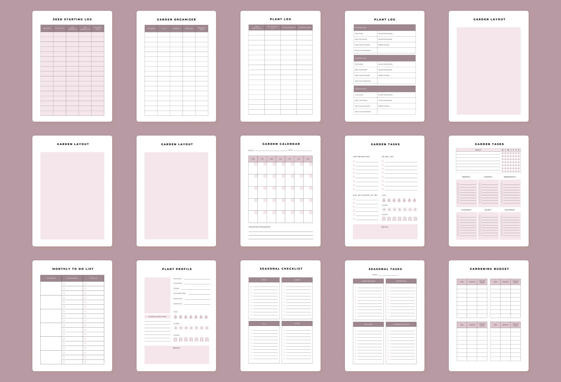 Garden Planner Printable Journal Canva Templates Gardening Etsy