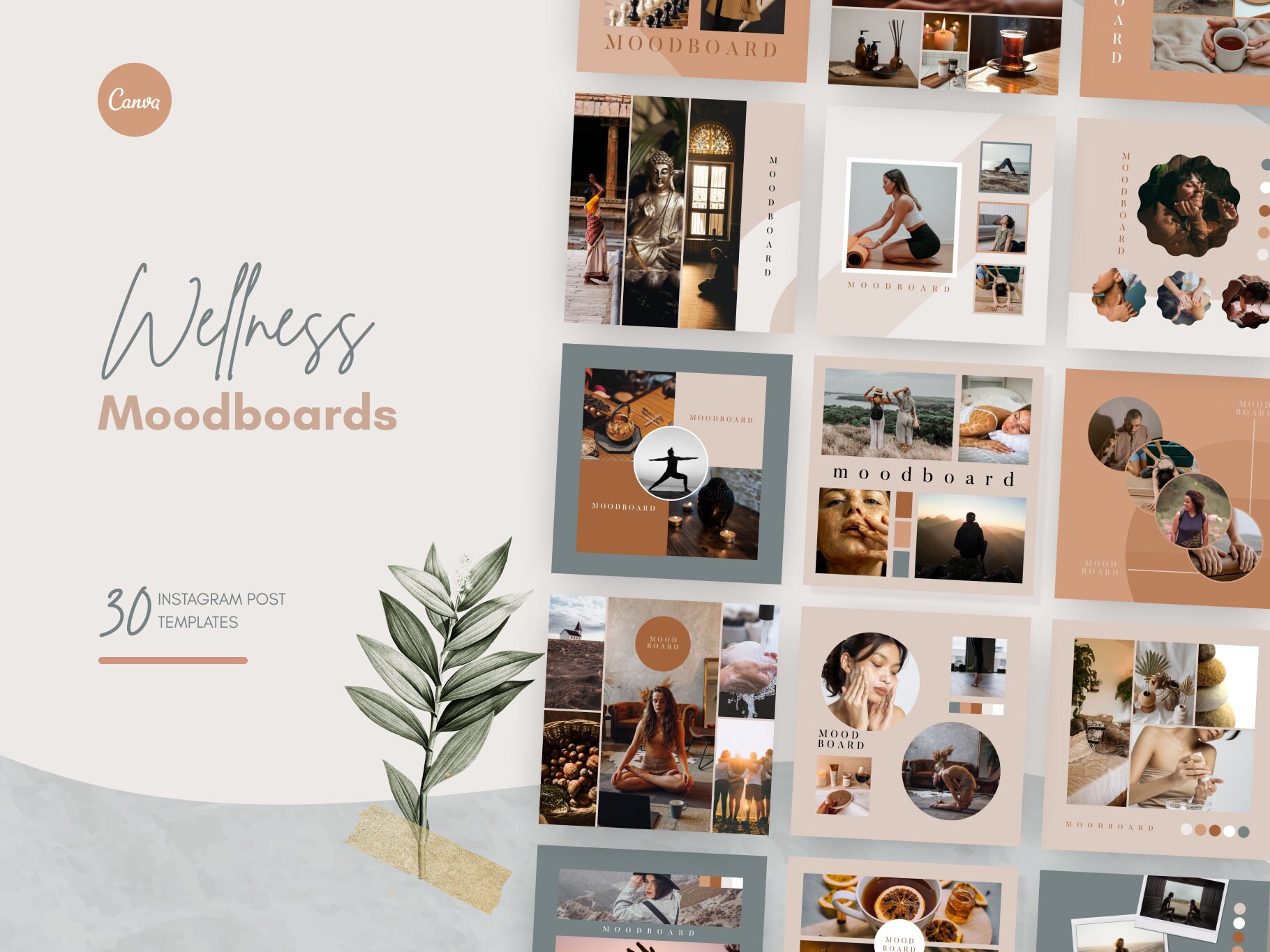 30 Wellness Moodboards Instagram Post Canva (Instant Download) Etsy