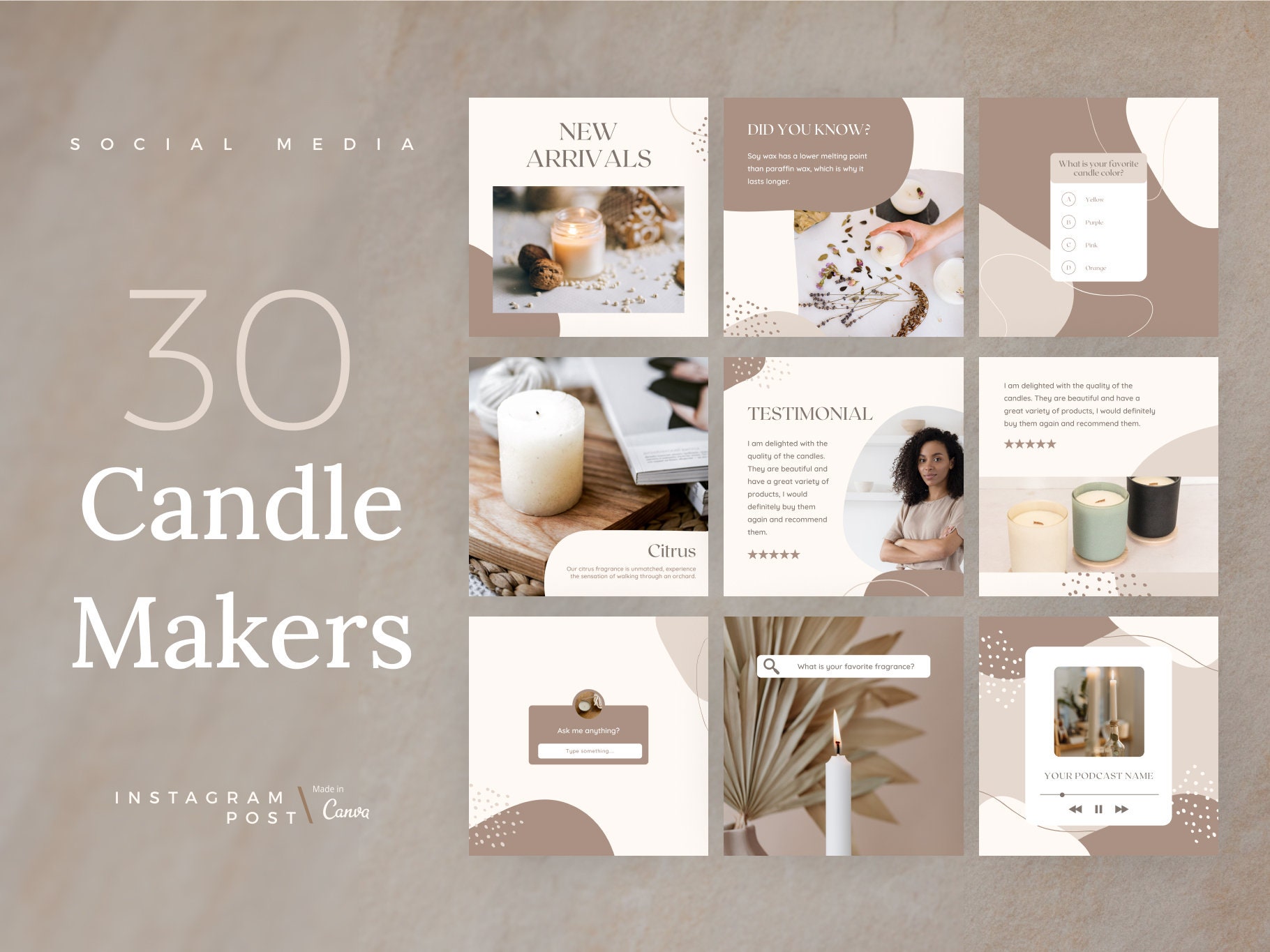 30 Candle Makers Instagram Post Canva Templates Candle Shop Etsy