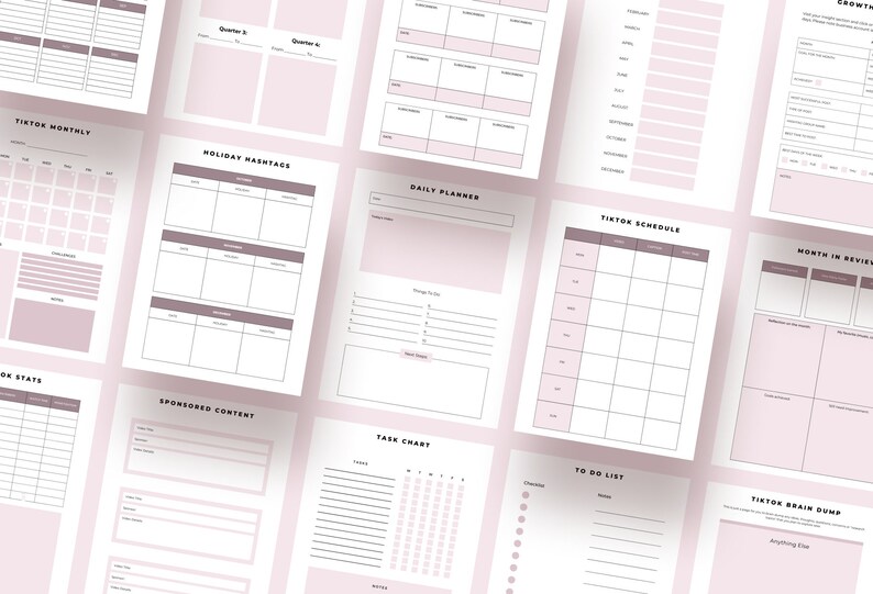 Tiktok Printable Canva Journal Digital Social Media Organizer Tiktok