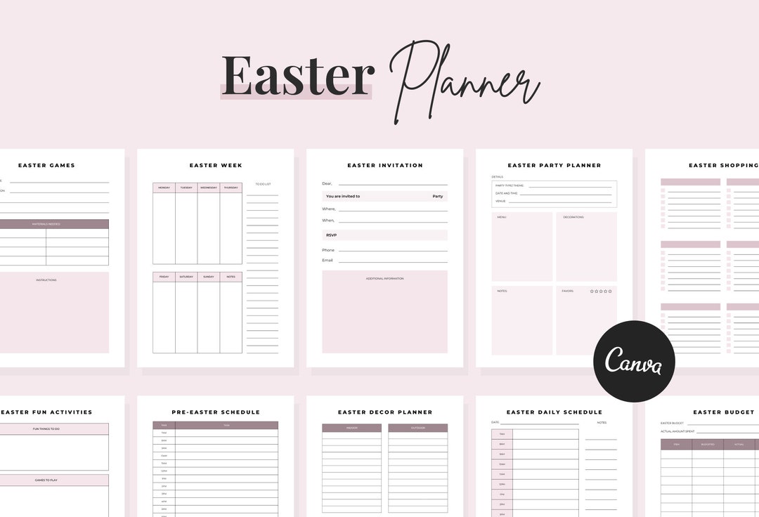 Easter Printable Editable Templates Digital Planner - Etsy
