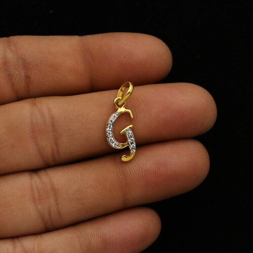 G letter shops Pendant , Alphabet G initials Name Locket in 22k Yellow Gold, Handmade Indian Gold Jewelry