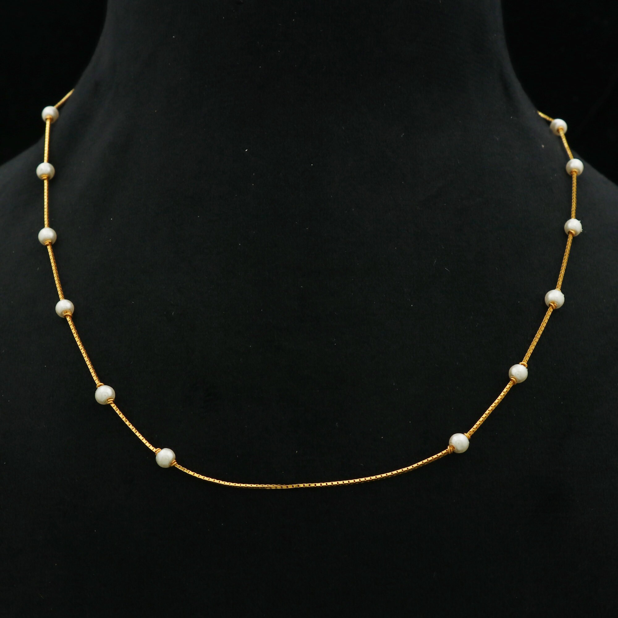 Pure Gold Beads Necklace Chain 22k Gold 