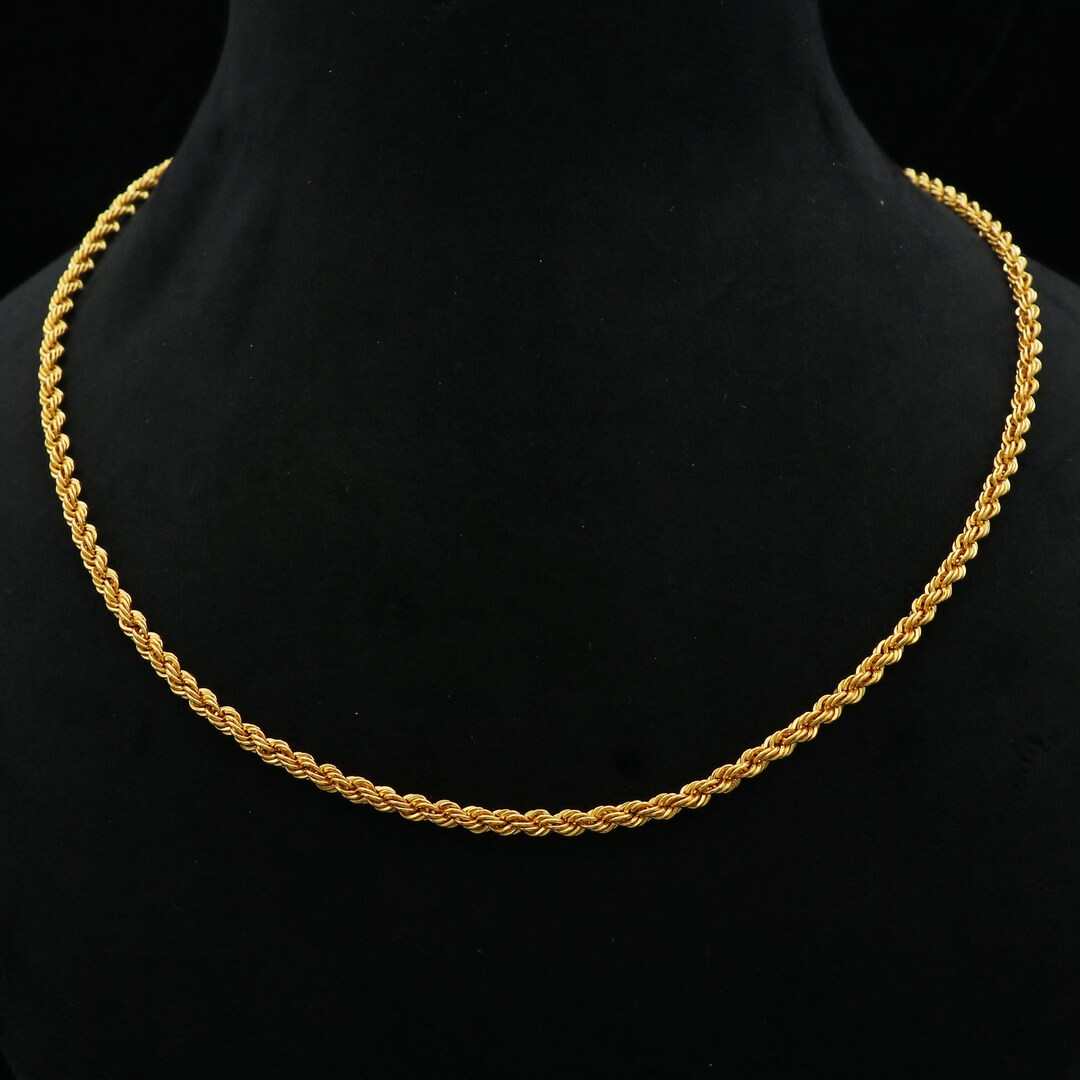 7mm Rope Gold Chain Real Fine 22k Gold Necklace Indian Gold Etsy