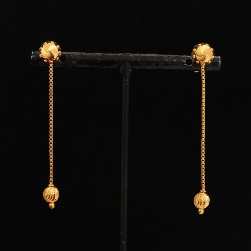 Dainty Cute Jhumki 22k Gold Floral Earrings Dangling Jewelry - Etsy
