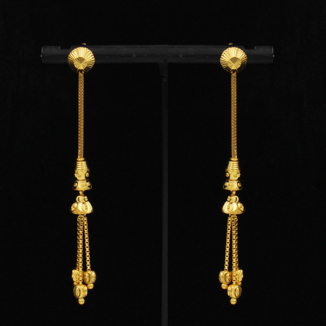 Light Weight Gold Jewelry 22k Gold Dangle Earrings Jewelry - Etsy