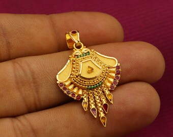Pure 22k Gold Pendant Meena Jewelry 