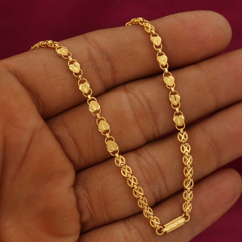 22k True Color 22k Yellow Gold Handmade Indian Chain Necklace Etsy