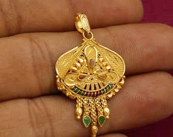 Pure 22k Gold Pendant Meena Jewelry 
