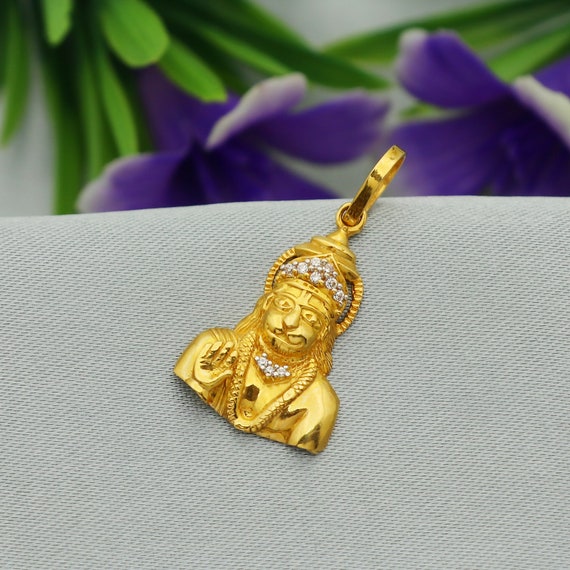 Hindu Gold Hanuman Ji Pendant Bajrang 