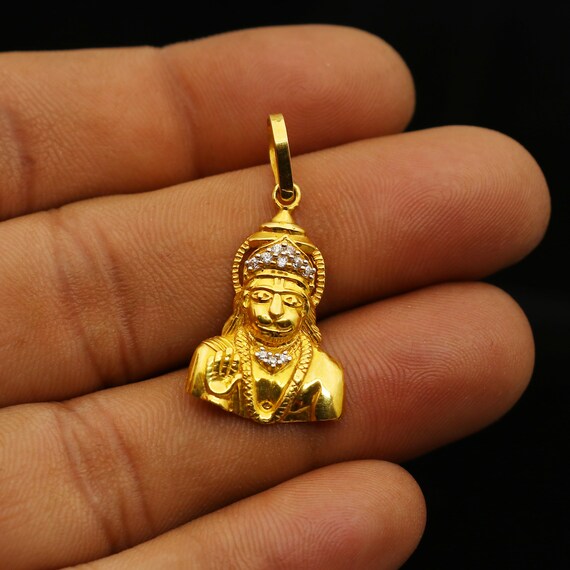 Hindu Gold Hanuman Ji Pendant Bajrang 