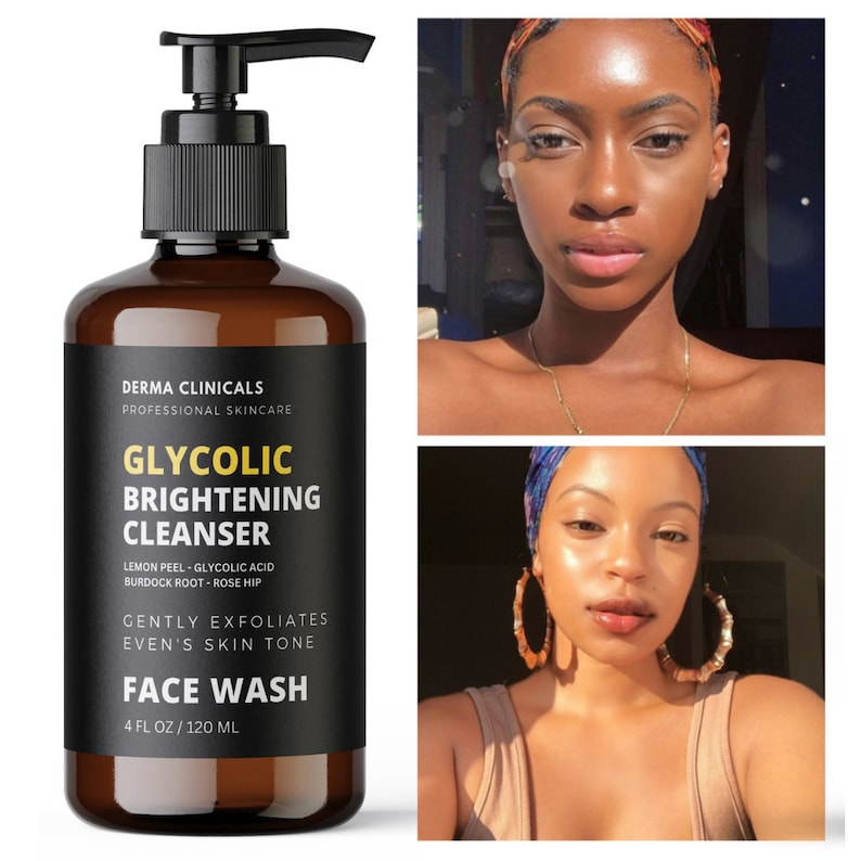 Skin Brightening , Glycolic Acid Face Wash Cleanser, Even Skin Tone 4oz