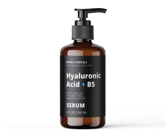 HYALURONIC ACID SERUM + B5 , 100% Pure ,Anti-Aging, Moisturizing, Hydrating Serum - 8oz