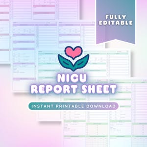NICU Printable Nursing Report Sheet, Nurse Brain Sheet, Two Patient Report Template, Nurses resources, US Letter