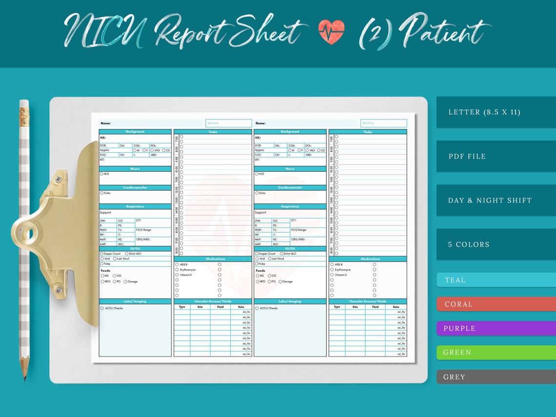 NICU Printable Nursing Report Sheet - Il 1140xN.4101452717 Dd0a 