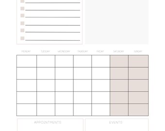 one page undated monthly layout