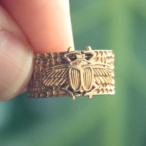 真鍮製ゴールドの調節可能なスカラベリング｜ハンドメイドエジプトジュエリー｜SUAYART