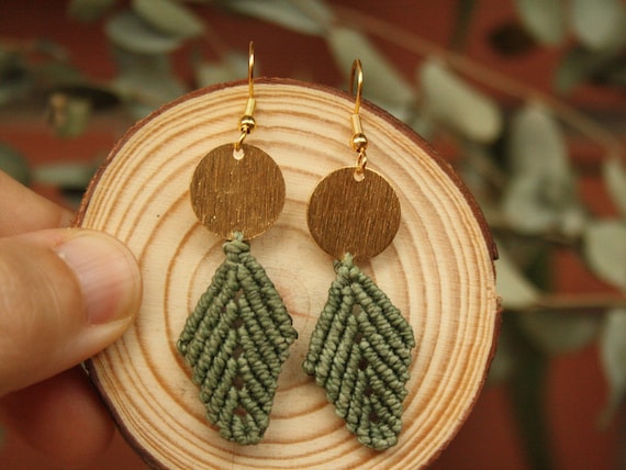 Macrame sale leaf earrings