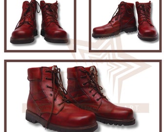 Zapatos de cuero hechos a mano, botas de cuero con cordones de tobillo alto, zapatos de vestir elegantes con punta de gorra para hombre, botas de cuero, botines con cremallera y cordones con hebilla
