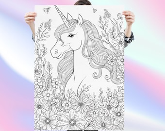 Jumbo målarbild - Enhörning målarbild - 60x91 cm - Utskrivbar