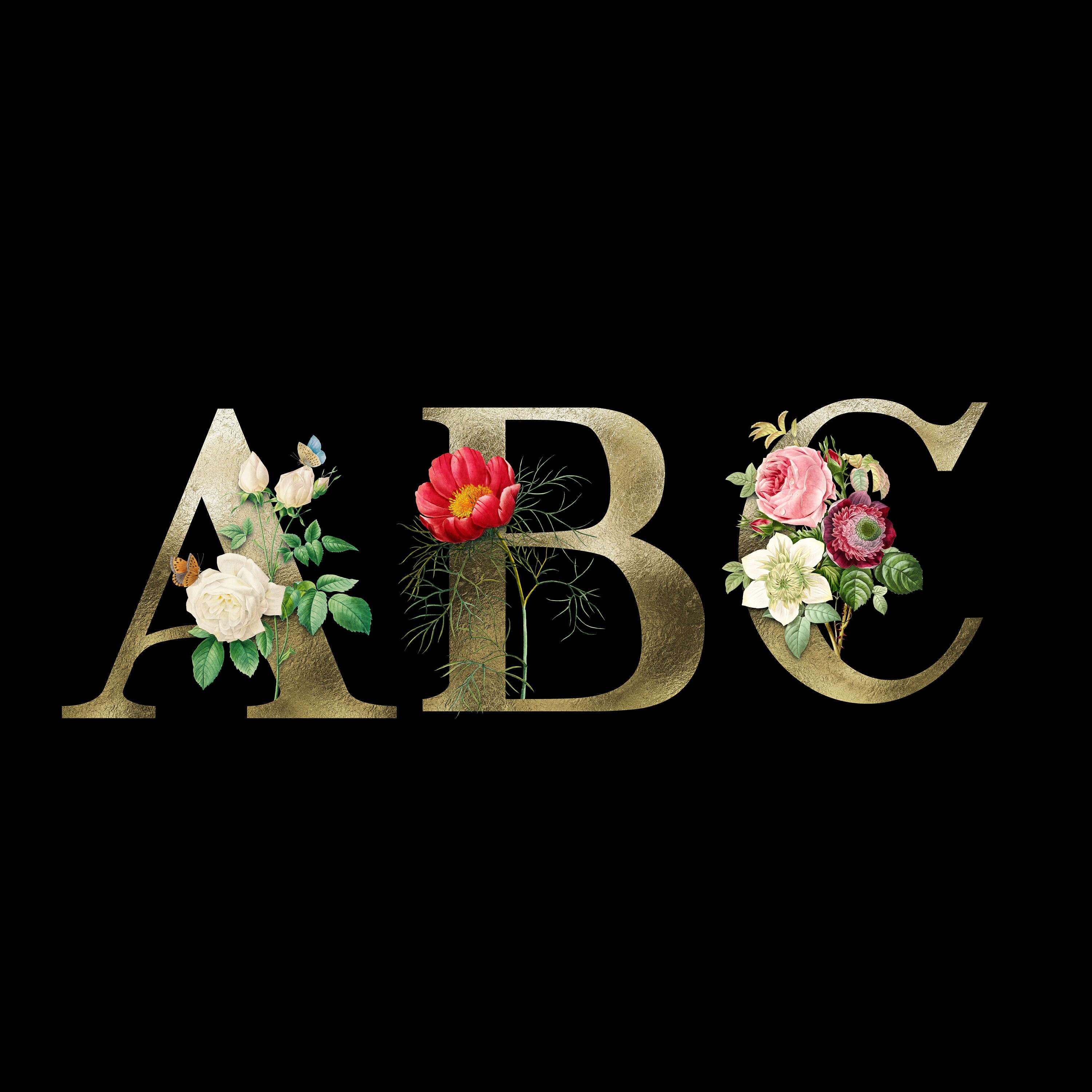 Gold Floral Letters Flower Letters Png Floral Alphabet Alphabet