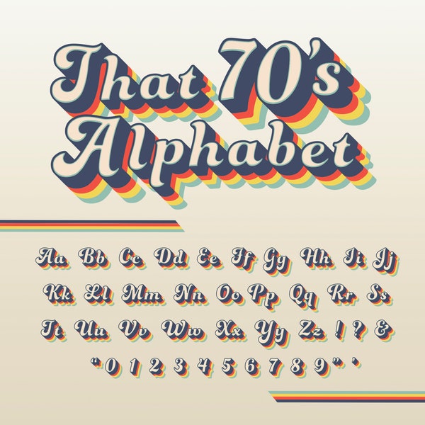 Retro Alphabet Png - Elements Digital - 70s -Groovy Designs - Hipster Alphabet -svg - Illustrator