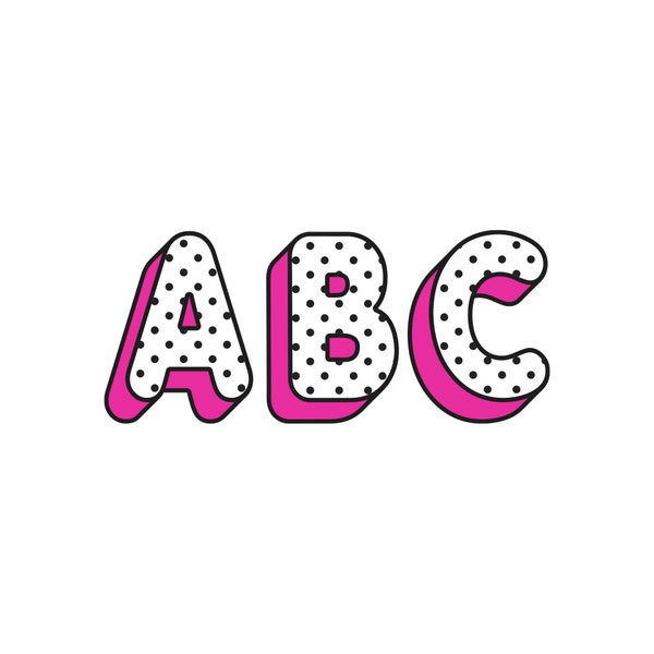 Polka Dot Alphabet SVG - Polka Dot Alphabet Svg - Pink Polka Dot Letters - Letter Elements - Png and Svg Design Elements - EPS