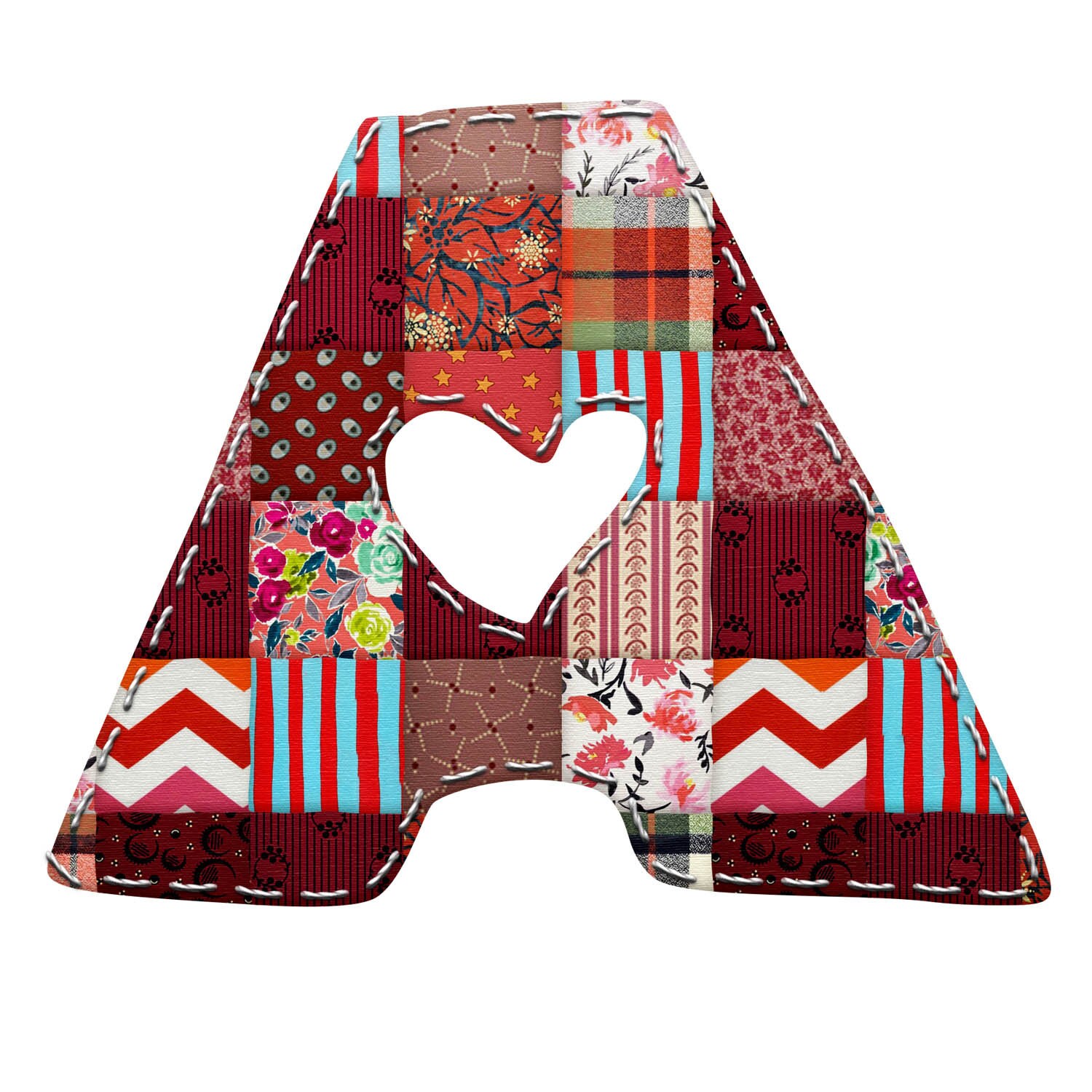 Patchwork Alphabet Red PNG - Fabric Letters PNG - Nursery Letters ...