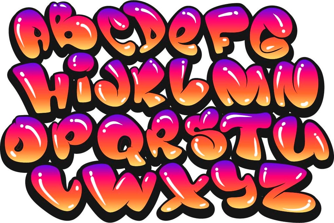 Graffiti Alphabet Bubble Alphabet Graffiti Bubble in Eps - Etsy