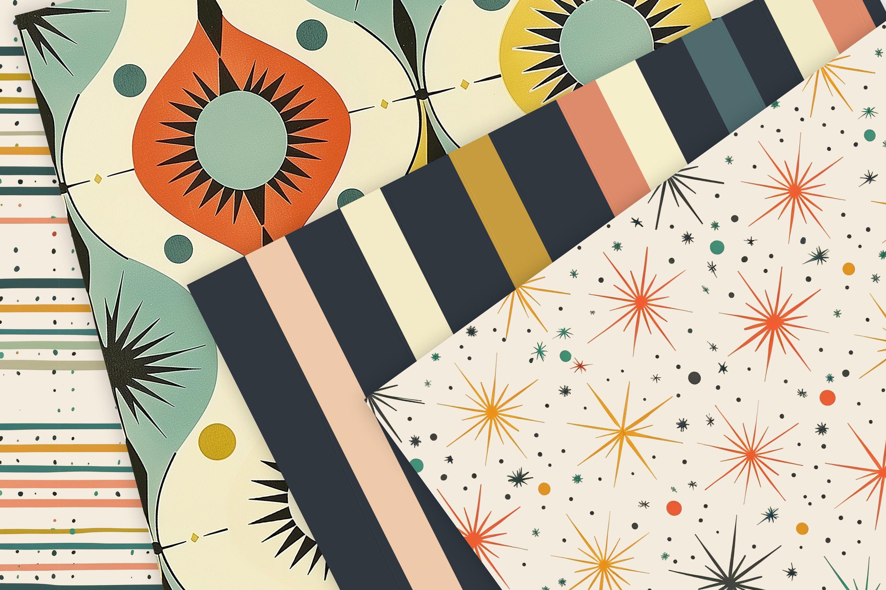 12 Midcentury Modern Atomic Patterns – Seamless Fabric & Scrapbook ...